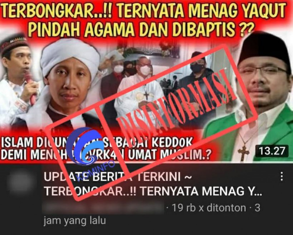 [DISINFORMASI] Video Menteri Agama Yaqut Cholil Qoumas Pindah Agama dan Dibaptis
